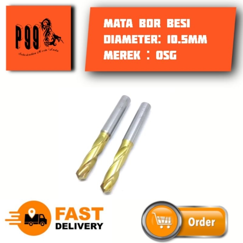 mata bor besi OSG drill bor 10.5mm gagang 12mm panjang sekitar 100mm bekas mulus