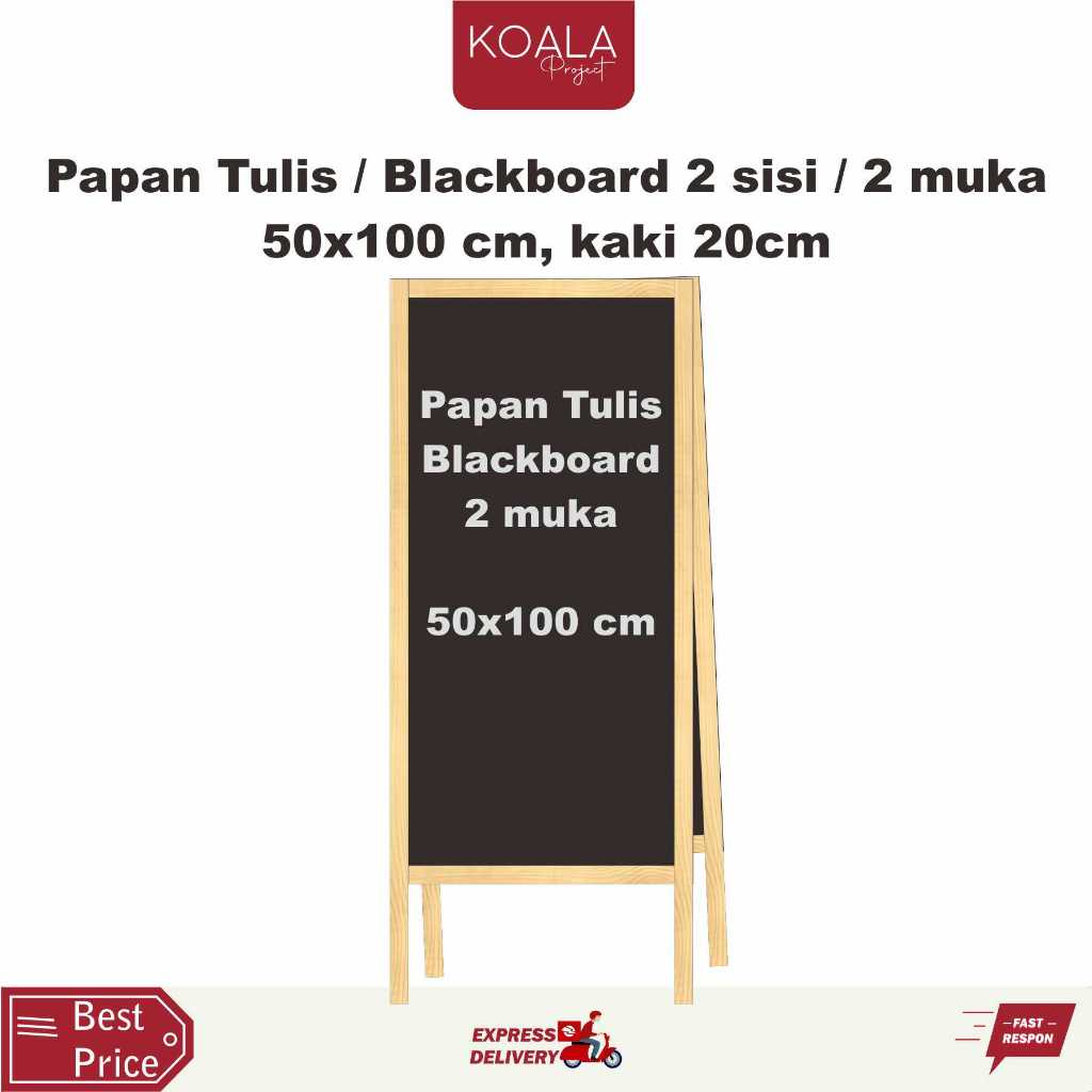 

PAPAN TULIS BLACKBOARD 2 SISI 2 MUKA LIPAT 50X100 CM - KOALA PROJECT