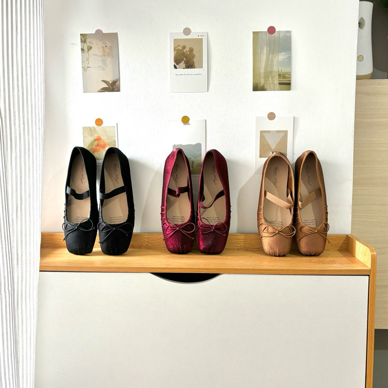 READY STOCK Sepatu Flat Shoes Ballerina Mary Jane Wanita Merah Maroon #FASH2430