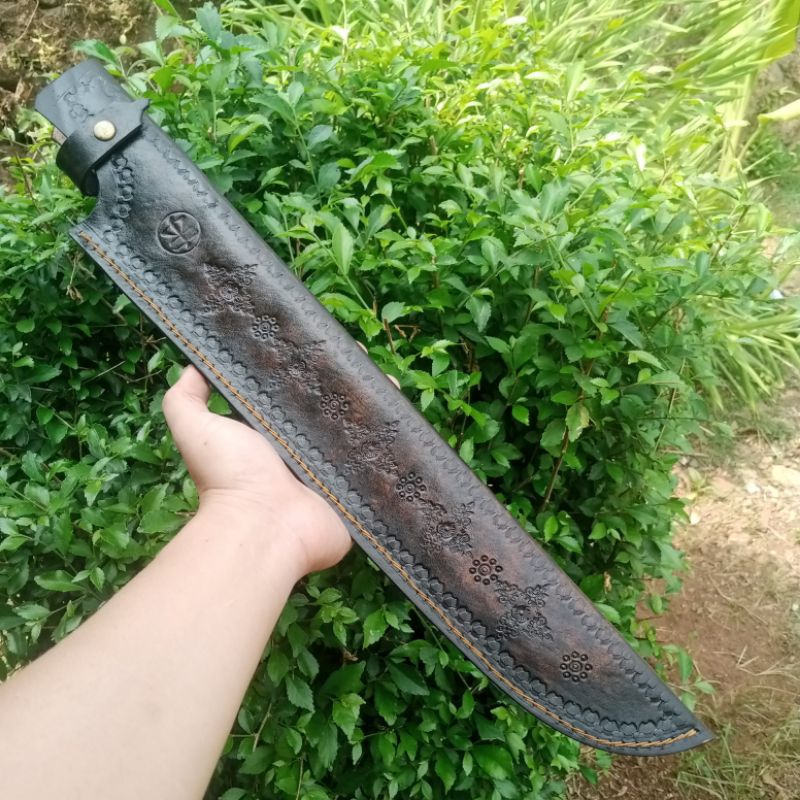 sarung pisau kulit asli premium 18 inchi 45 cm murah bilah lurus