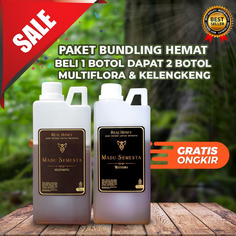 

[PROMO BELI 1 DAPAT 2] Madu Semesta Madu Murni 100% Asli Madu Kelengkeng 1kg + Multiflora 1kg