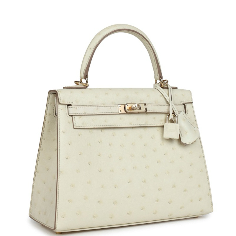 HM Ostrich KeIIy Nata Verso Gold Hardware