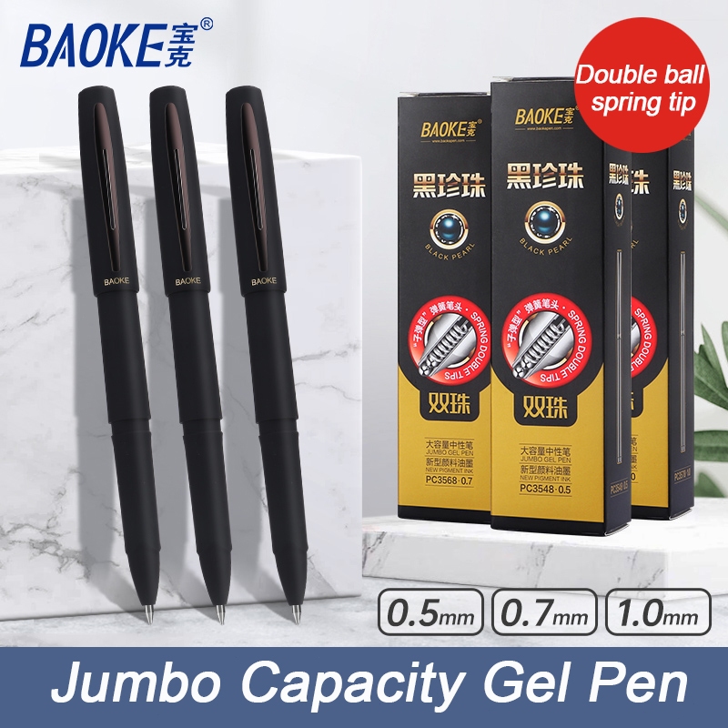 

BAOKE 6Pcs/box Gel Pen / Pulpen Gel 0.5mm/0.7mm/1.0mm Hitam Pena Menulis Kantor PC3578/PC3548/PC3568