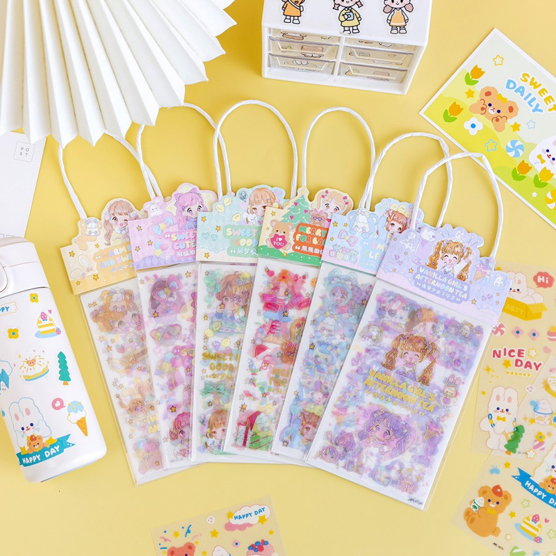 

[ Ready ] Stiker Karakter Anime / Beruang Lucu Aesthetic Model Korea Cocok Untuk Anak Sekolah