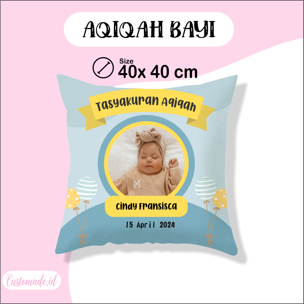 Bantal Aqiqah 40x40 cm - Kado Aqiqah - Hampers Aqiqah - Tasyakuran Aqiqah- Syukuran Aqiqah