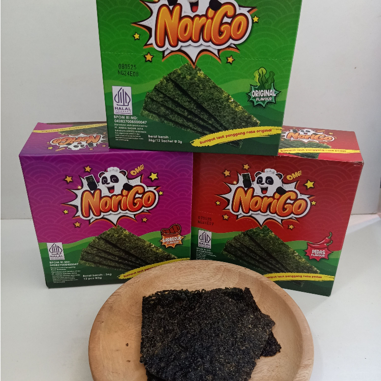 

Maknyuss1 Norigo Nori Snack Seaweed Rumput Laut ( 1 Box = 12 Sachet )