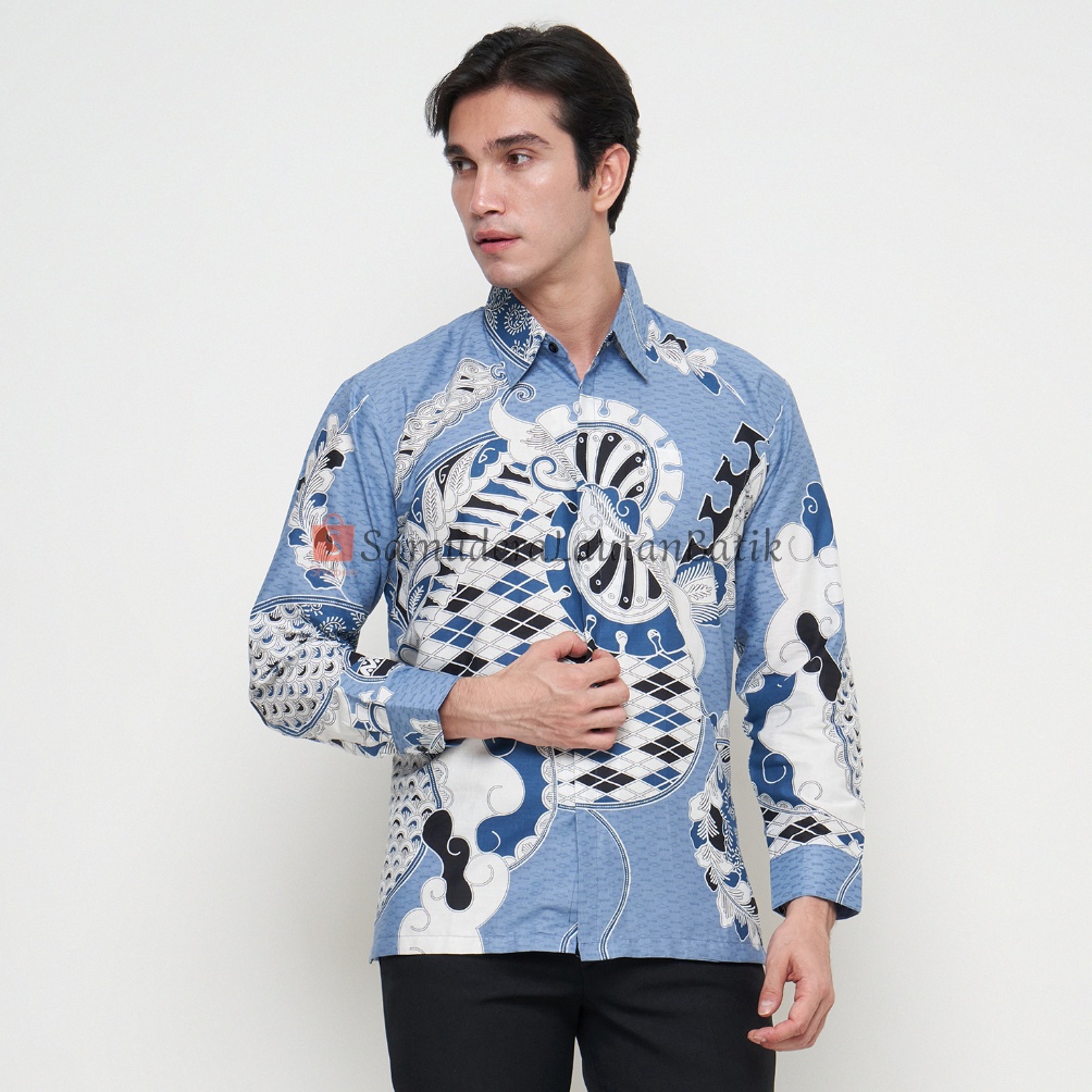 KODE R95G Kemeja Batik Couple Ayah Anak Warna Baby BlueBatik Couple KeluargaBatik Warna Biru Muda Ba