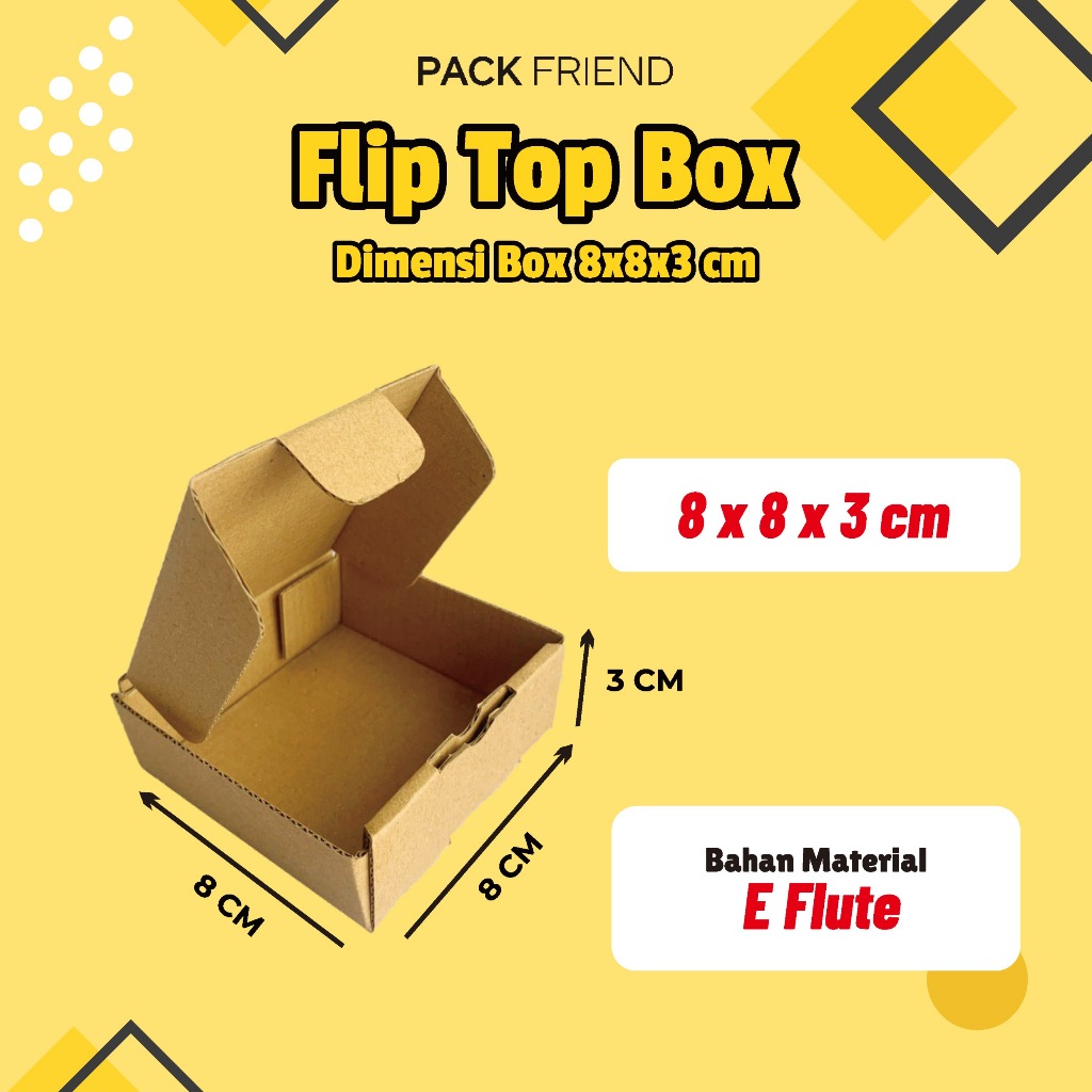 

Kardus 8x8x3 cm/ Box Packing Flip Top Die Cut/ Gift Box Souvenir Aksesoris