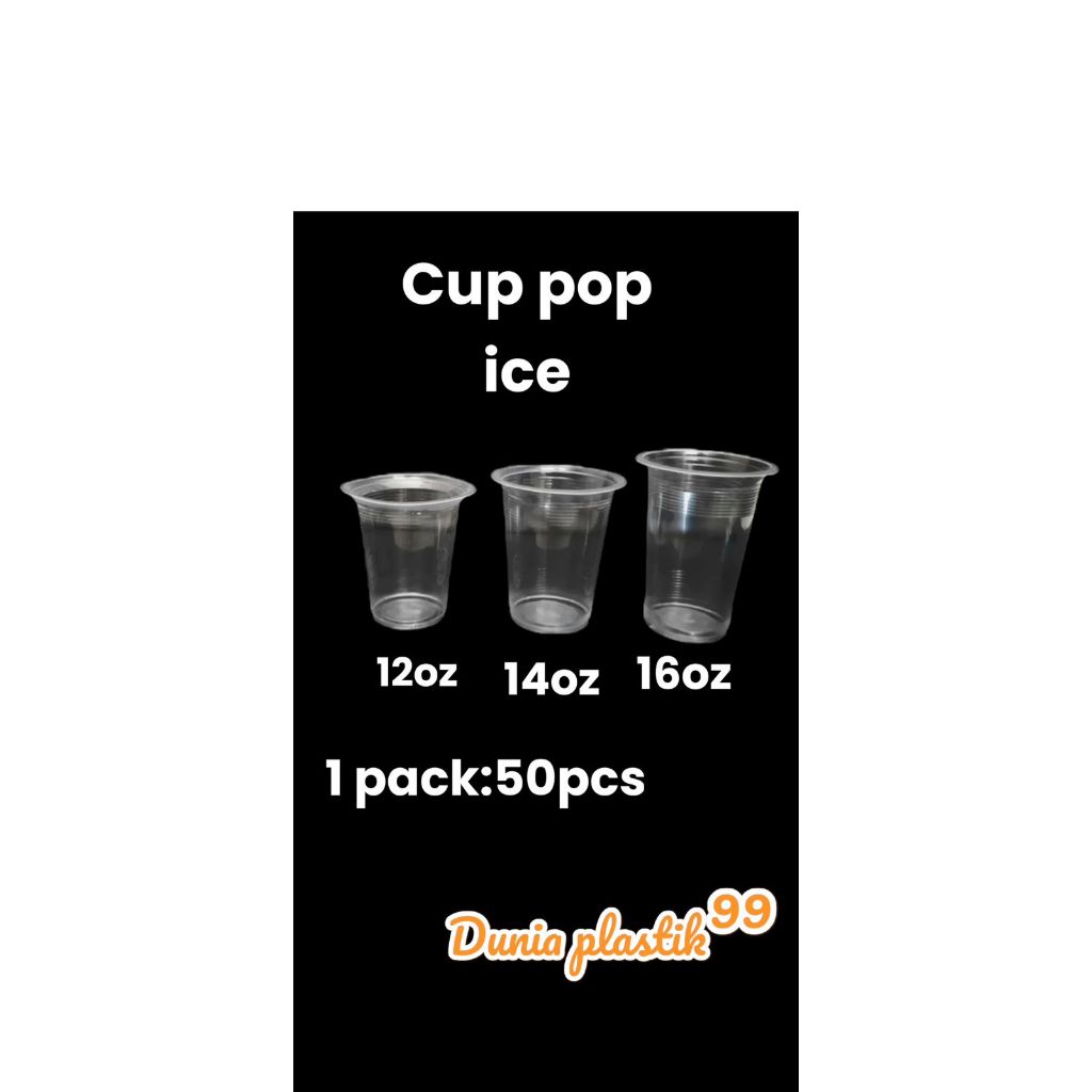 Gelas plastik PP cup 10oz 12oz 14oz 16oz LK popes popice