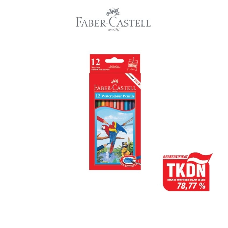 Faber-Castell Pensil Warna Watercolour Pencils Cat Air 12 Panjang Free Kuas