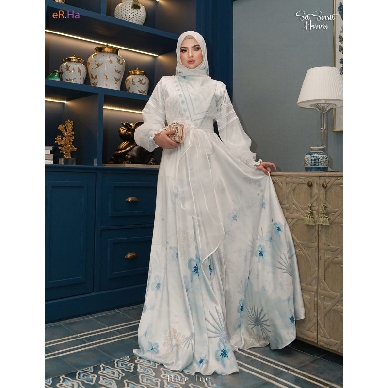 [ER.HA SYARI] GAMIS SYARI TERBARU / DRESS SET PRINTING " HARUMI SET " BY ERHA SYARI