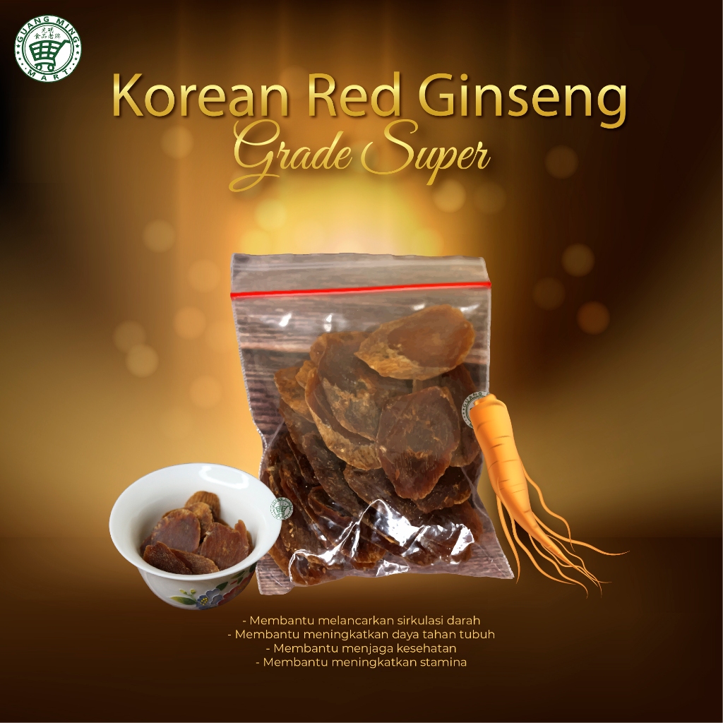 

Korean Red Ginseng Grade Super (高丽参) , Gaolishen, Ginseng Korea / Kolesom / Irisan Ginseng Merah Chang Bai