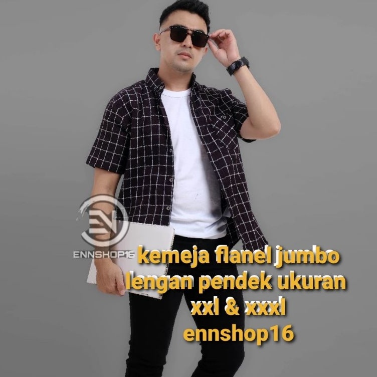 KODE T94S KEMEJA FLANEL PENDEK XXXL  XXL  FLANEL PENDEK JUMBO  KEMEJA FLANEL LENGAN PENDEK JUMBO TER