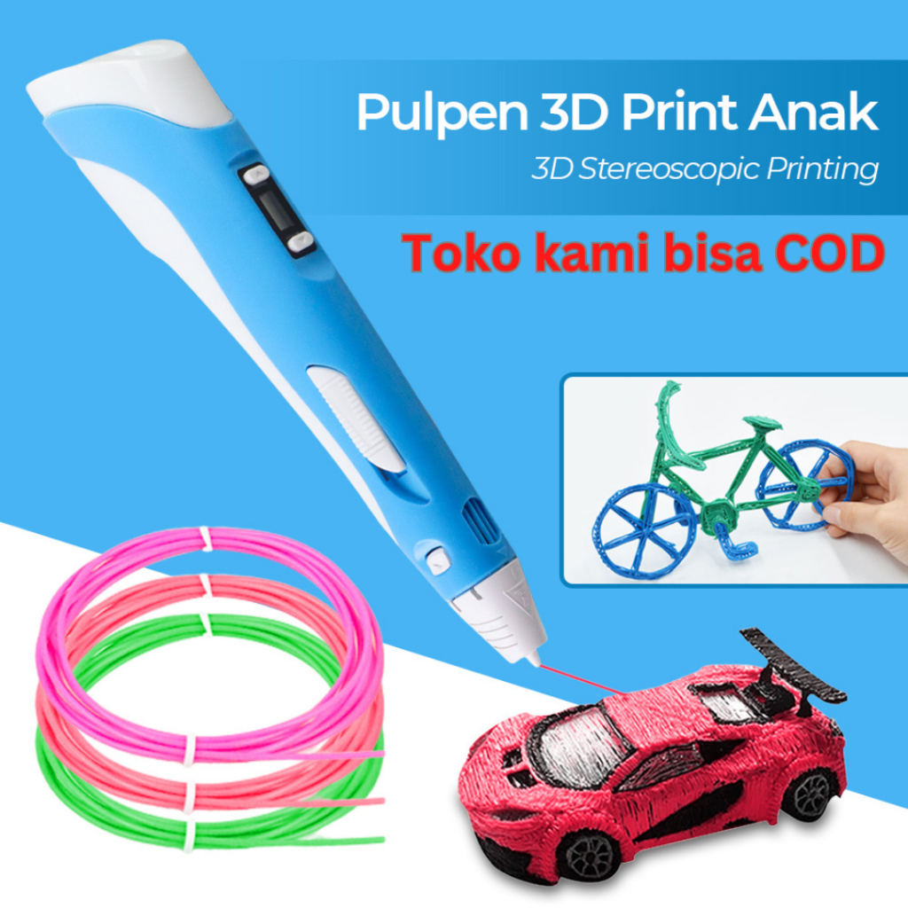 

BAYAR DIRUMAH Pulpen 3D Anak Stereoscopic Printing Gambar Ajaib 3 Filamen - Biru