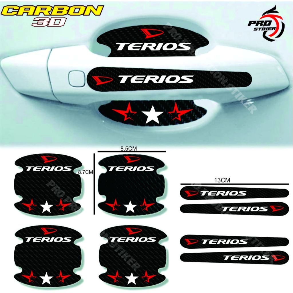 8PCS sticker karbon handle mobil daihatsu TERIOS pelindung gagang pintu mobil universal