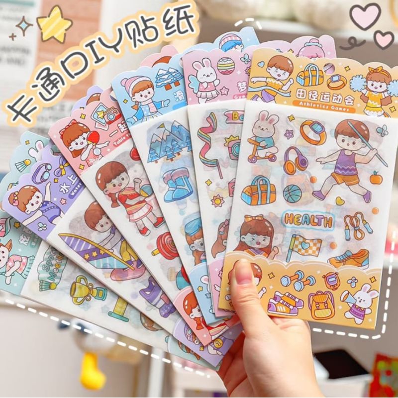 

COD Stiker Motif Cartoon Cute Sport Series Lucu & Unik Isi 4 Lbr / Sticker Korean Style