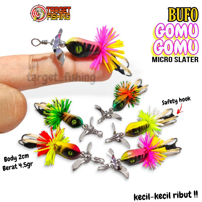 Micro Slater BUFO GOMU-GOMU 2CM 4.5GR Umpan Casting Gabus Toman Mini Slaterbait
