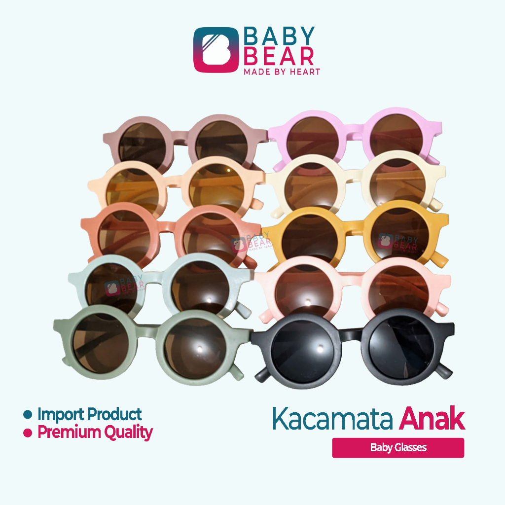 BABYBEAR Kacamata Anak dan bayi lucu bentuk bulat / kacamata baby warna warni import perempuan laki 