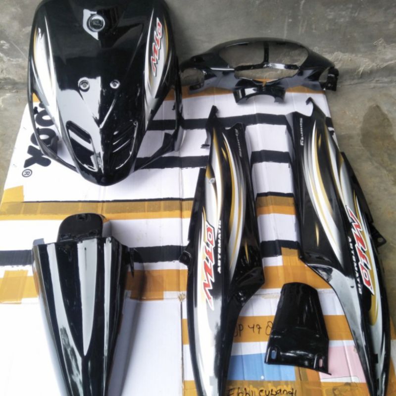 Cover Full Body Yamaha Mio Sporty/Full Body Halus Mio Sporty 2007 Hitam Plus Striping
