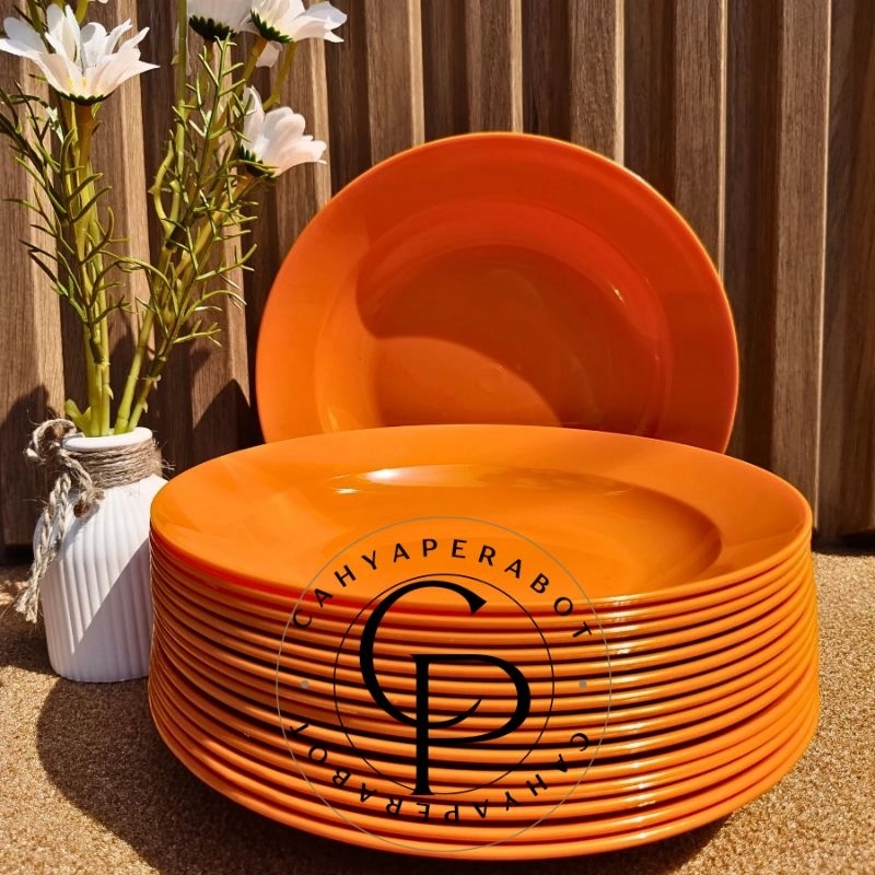 1 LUSIN PIRING MAKAN 23 CM BAHAN MIKA SEMI MELAMIN TERMURAH