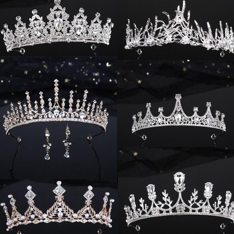 KODE G52F Mahkota Pengantin Mahkota Ulangtahun Anak Remaja Mahkota Wisuda Mahkota Silver Simpel dan 