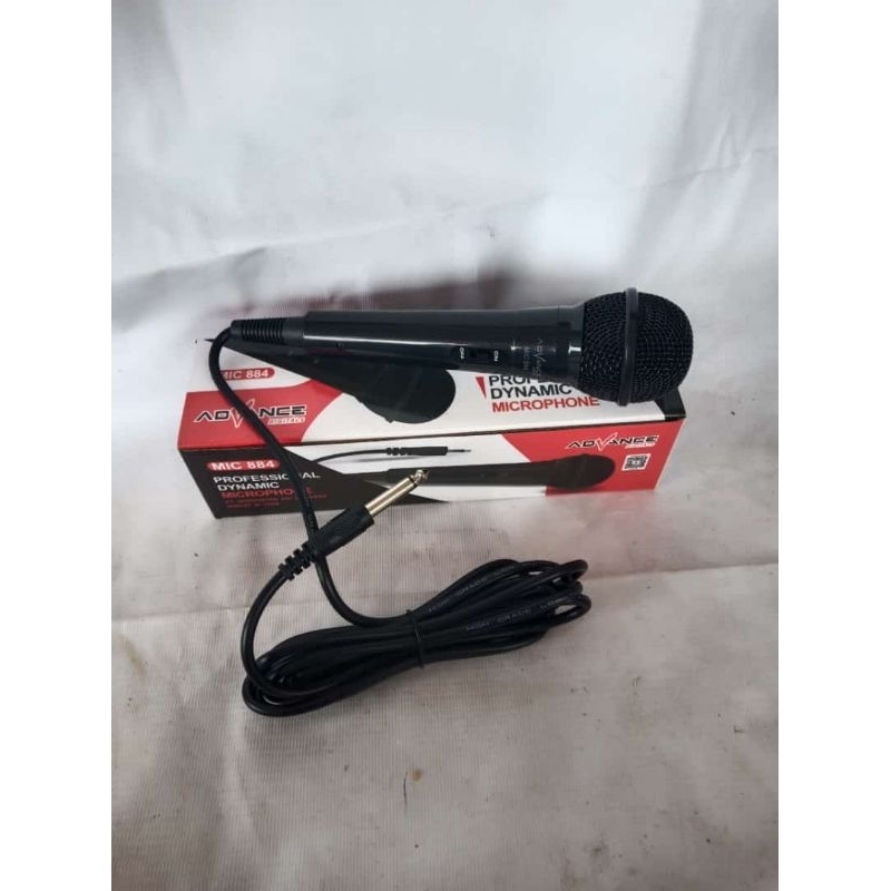 profesional dynamic microphone mic 884 merk advance mic kabel tersambung