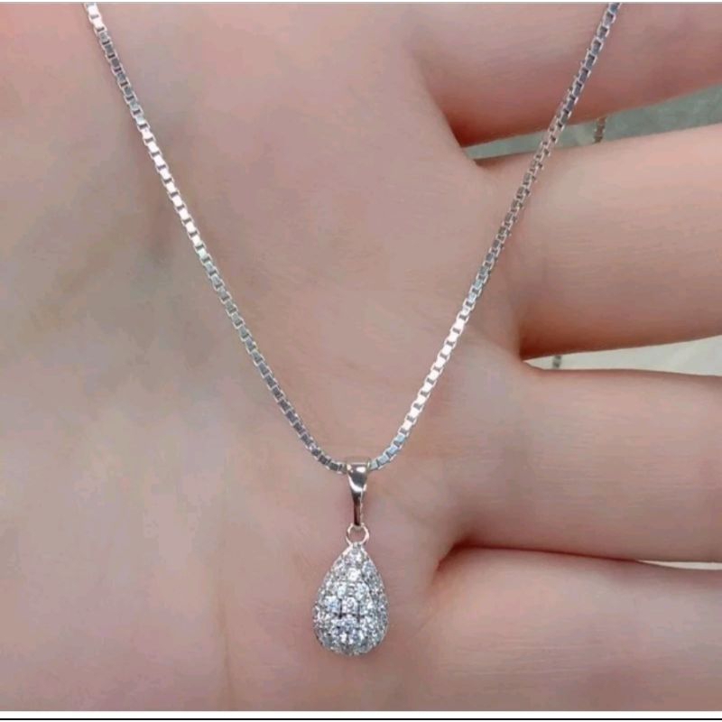 Kalung Titanium Wanita  Itali Silver Anti Karat Dan Anti Luntur Perhiasan Lapis Emas Putih Asli Ori