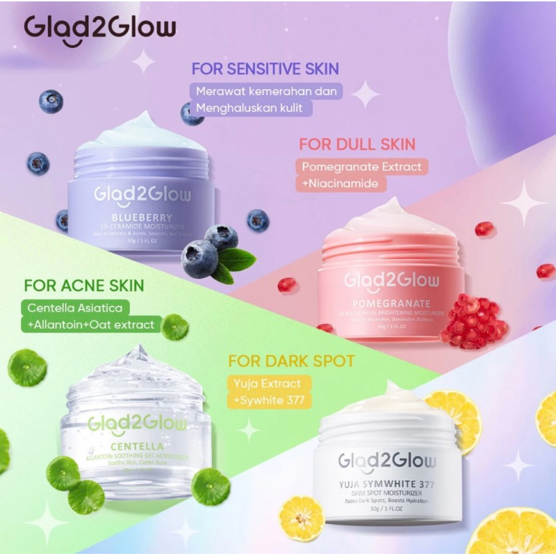 GLAD2GLOW Pelembab Wajah Moisturizer 30gr -Sunscreen-Clay Stick g2g