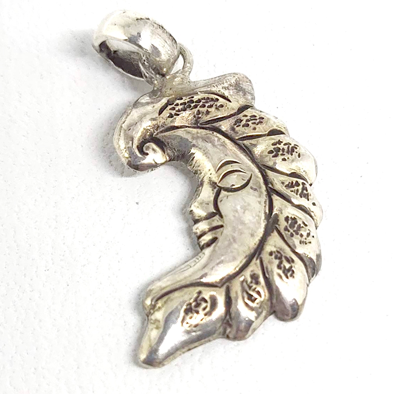 Liontin Mainan Kalung Perak Silver Bali Wajah Bulan Matahari Moon Asli 925