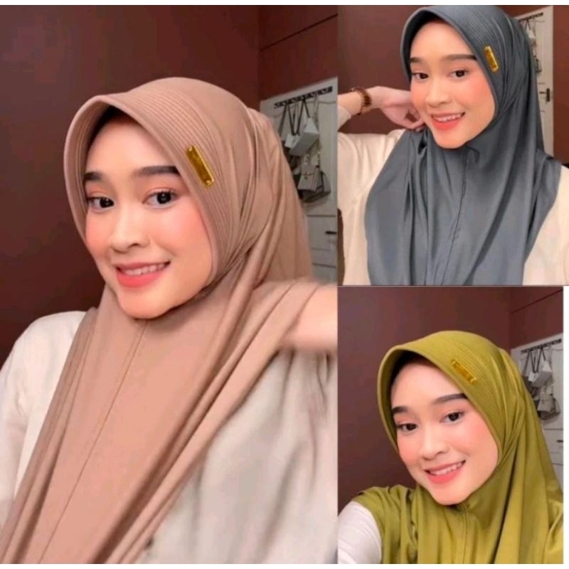 Hijab Sport Instan Hijab Sport Bergo Hamidah Kerudung Sport Instan Ukuran L (Label Akrilik by Fahmi.