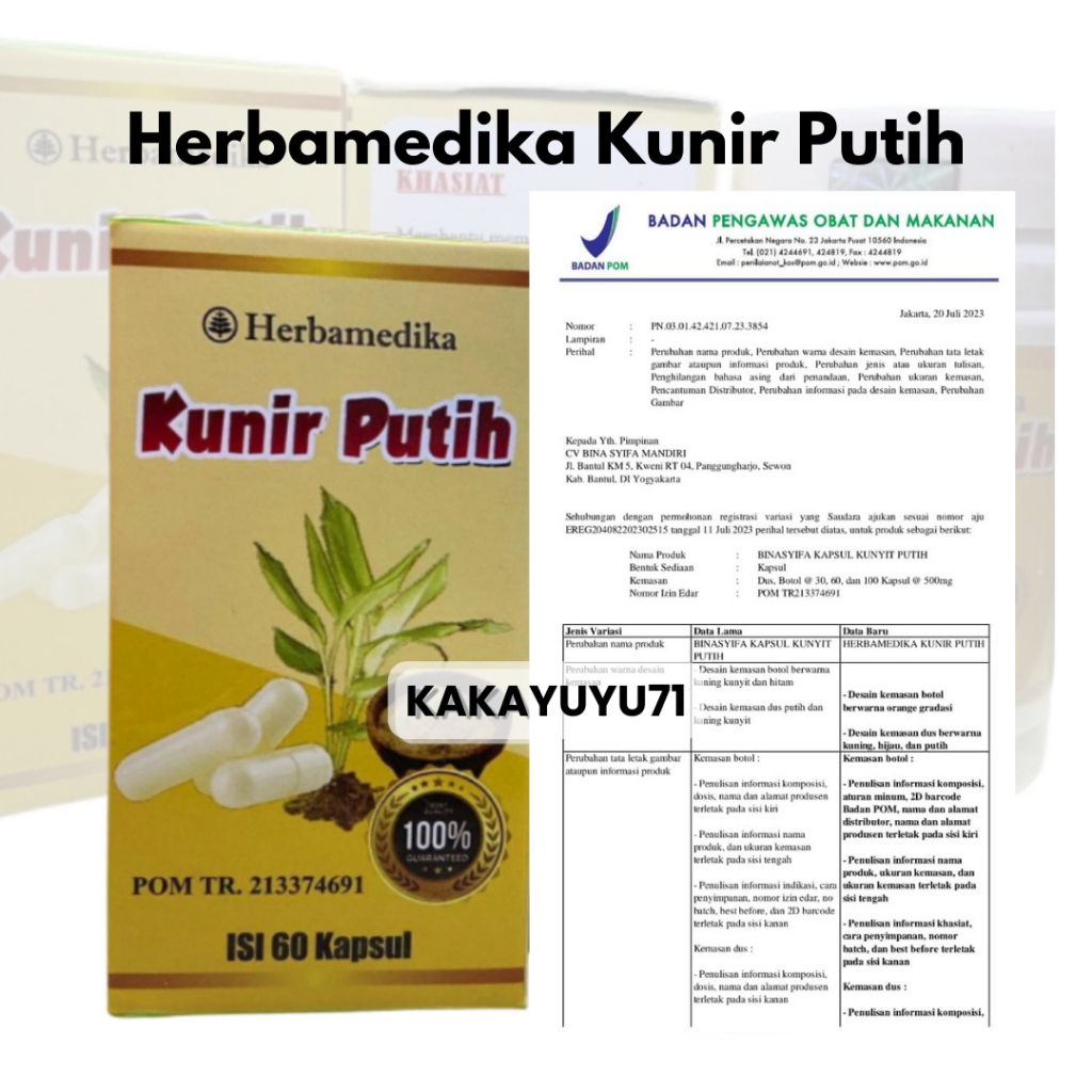 Kunir Putih Herbamedika Register BPOM.