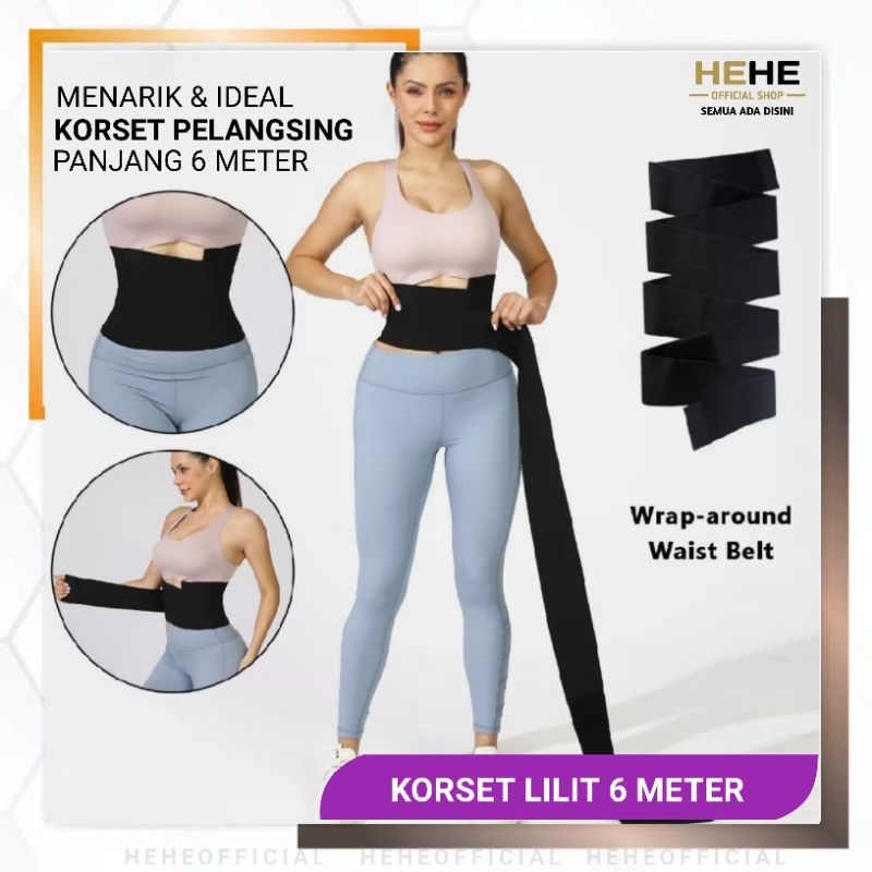 Korset Lilit 6 Meter Pelansing Sabuk Perut Buncit Stagen Pelangsing Pinggang Tampak Ideal Menarik El