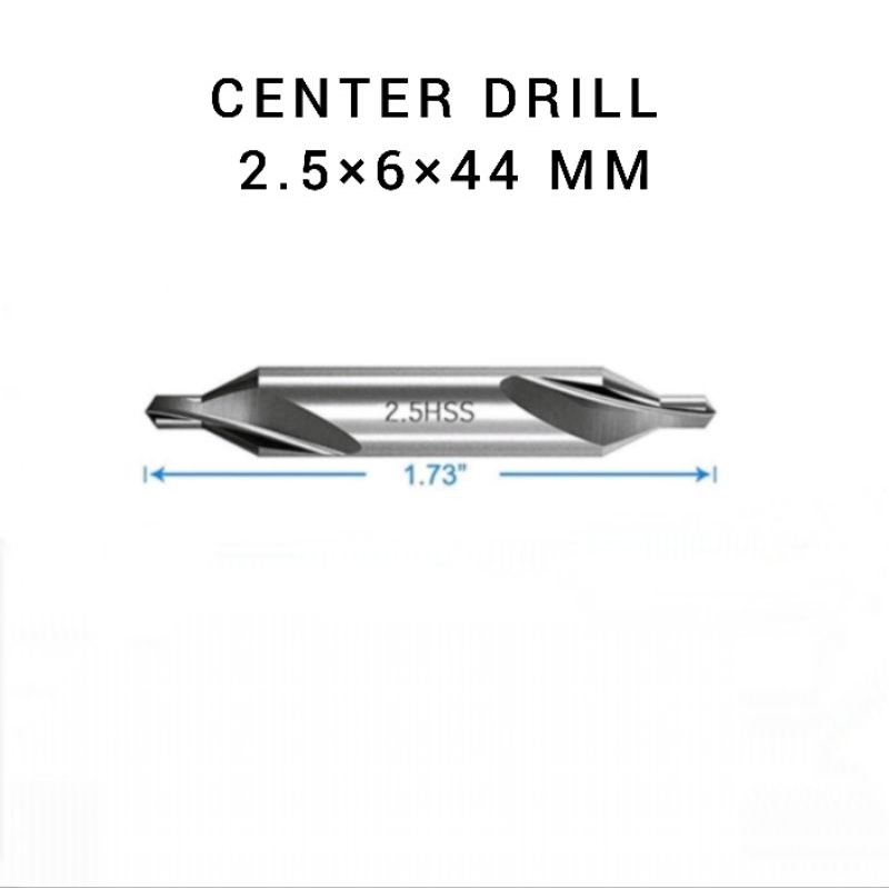 Center Drill Mata Bor Center 2.5 MM HSS Bor center dril 2.5×6×44mm derajat 60°