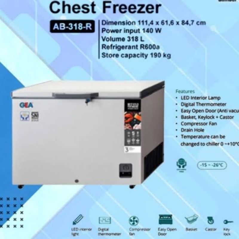 GEA AB-318-R CHEST FREEZER 310L BOX FREEZER AB318R