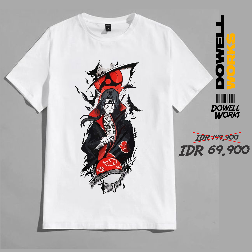 DOWELLWORKS TSHIRT PREMIUM ORIGINAL UCHIHA ITACHI LOGO COTTON COMBED 24S KAOS DISTRO PREMIUM WEAR FU