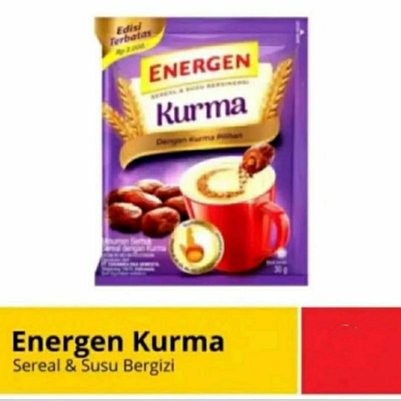 

ENERGEN SEREAL KURMA RENCENG ISI 10 SACHET X 30GR | ENERGEN KURMA RENCENG | ENERGEN KURMA SASET