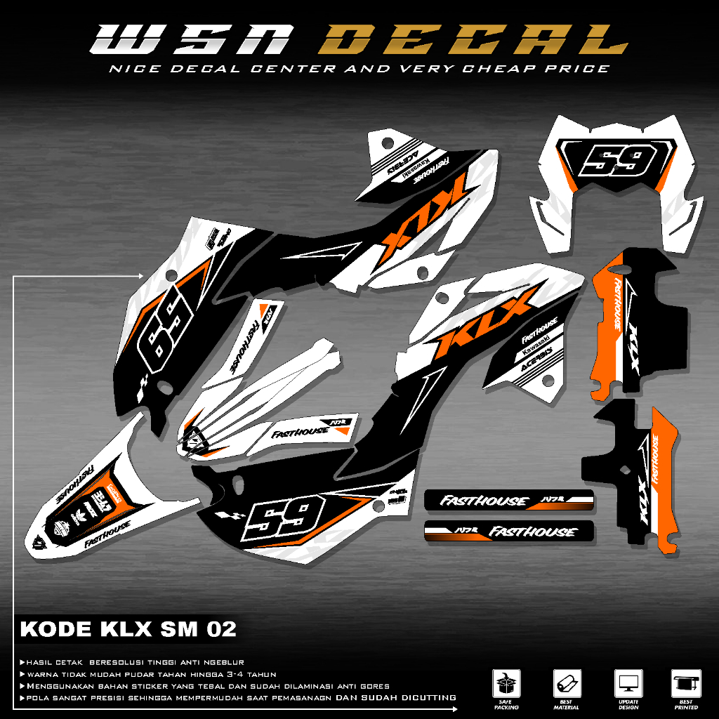 Stiker Decal KLX 150 SM Full Body Terbaru 2023 - 2024 DECAL KLX 150 SM HITAM /DECAL KLX 150 NEW / DE