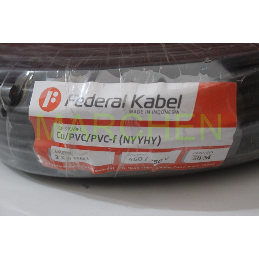 KABEL NYYHY 2x4 2x4mm 4mm FEDERAL SERABUT BUKAN KAWAT