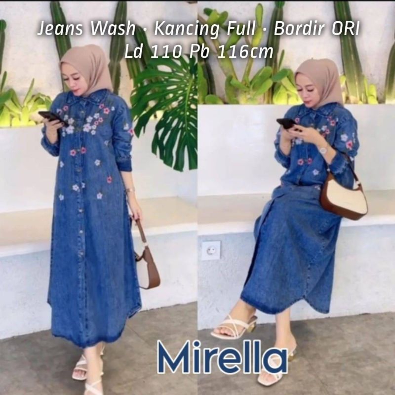 Laluna Mididress Midi Dress Mirella Tunik Bordir Fashion Perempuan Dewasa Remaja Cewek Putri Ibu Ker