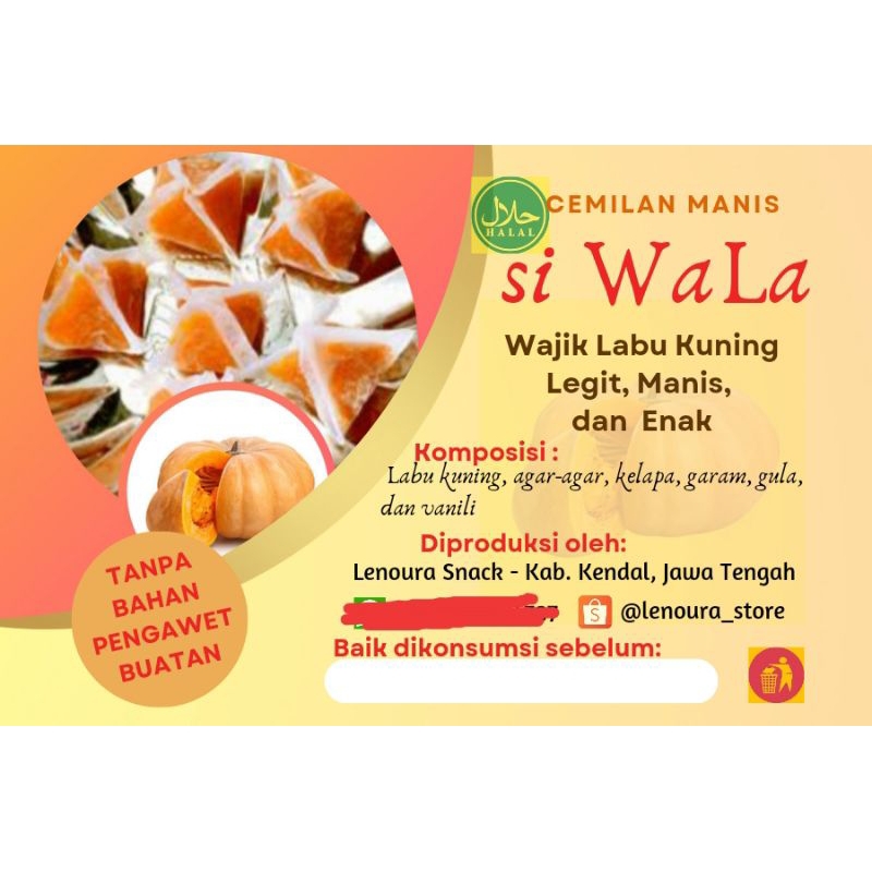 

[Snack Non-MSG] si WALA - Wajik Labu Kuning Tanpa Pengawet Buatan 1 Pak