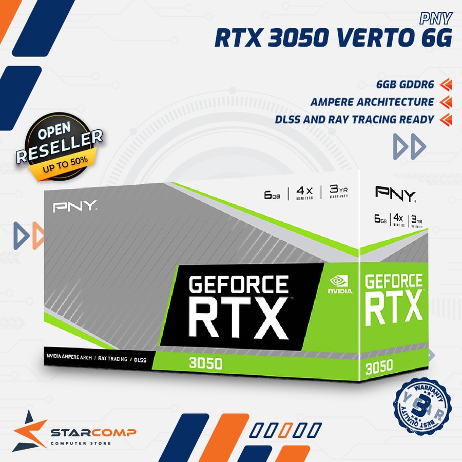 PNY RTX 3050 Verto Dual Fan 6GB GDDR6 VGA RTX3050