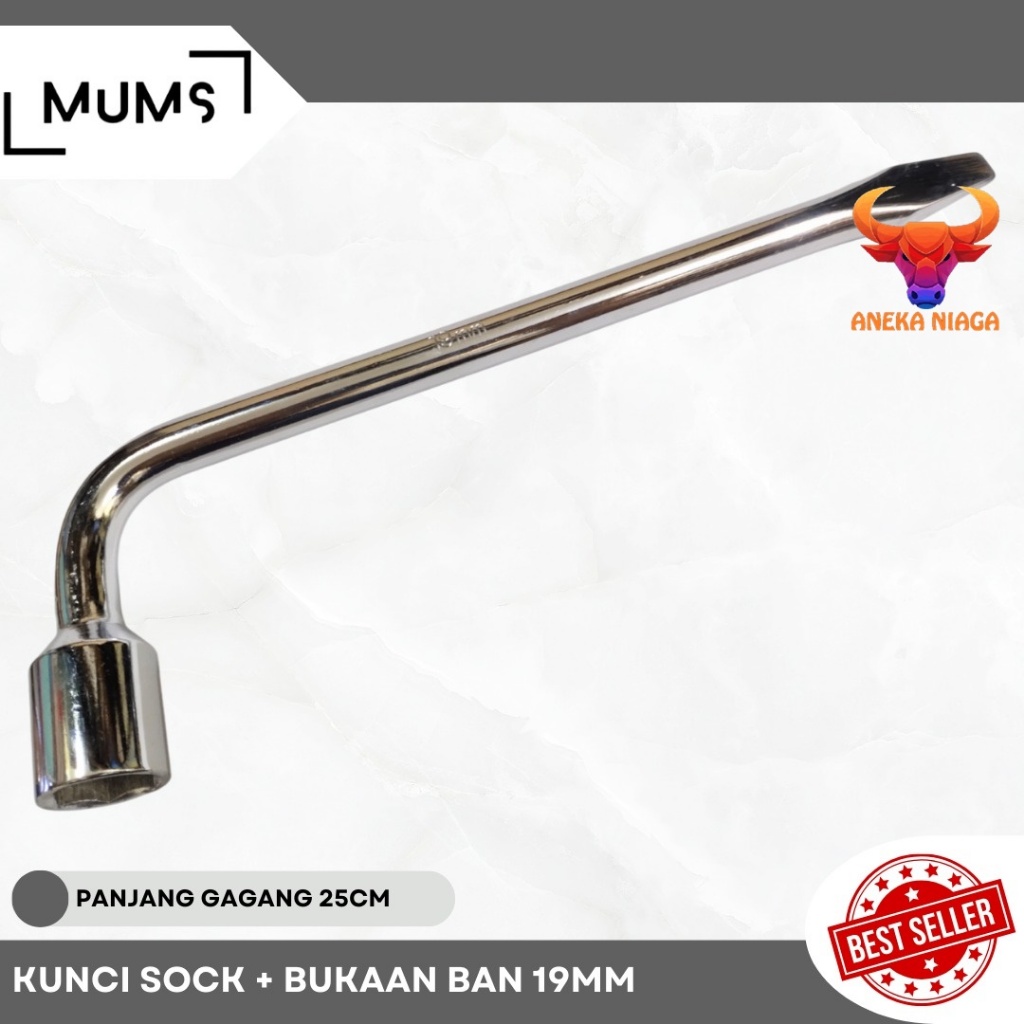 Kunci Roda Mobil UK Socket 19 MM Kunci Shock L Mobil 19MM + Bukaan Ban