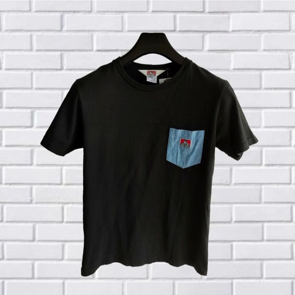 KAOS BEN DAVIS POCKET, SIZE M-L (SECOND BRANDED) HITAM PEKAT, TS0157
