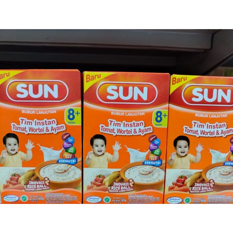 SUN bubur bayi 8+bulan tim instan tomat, wortel, ayam 100gr box