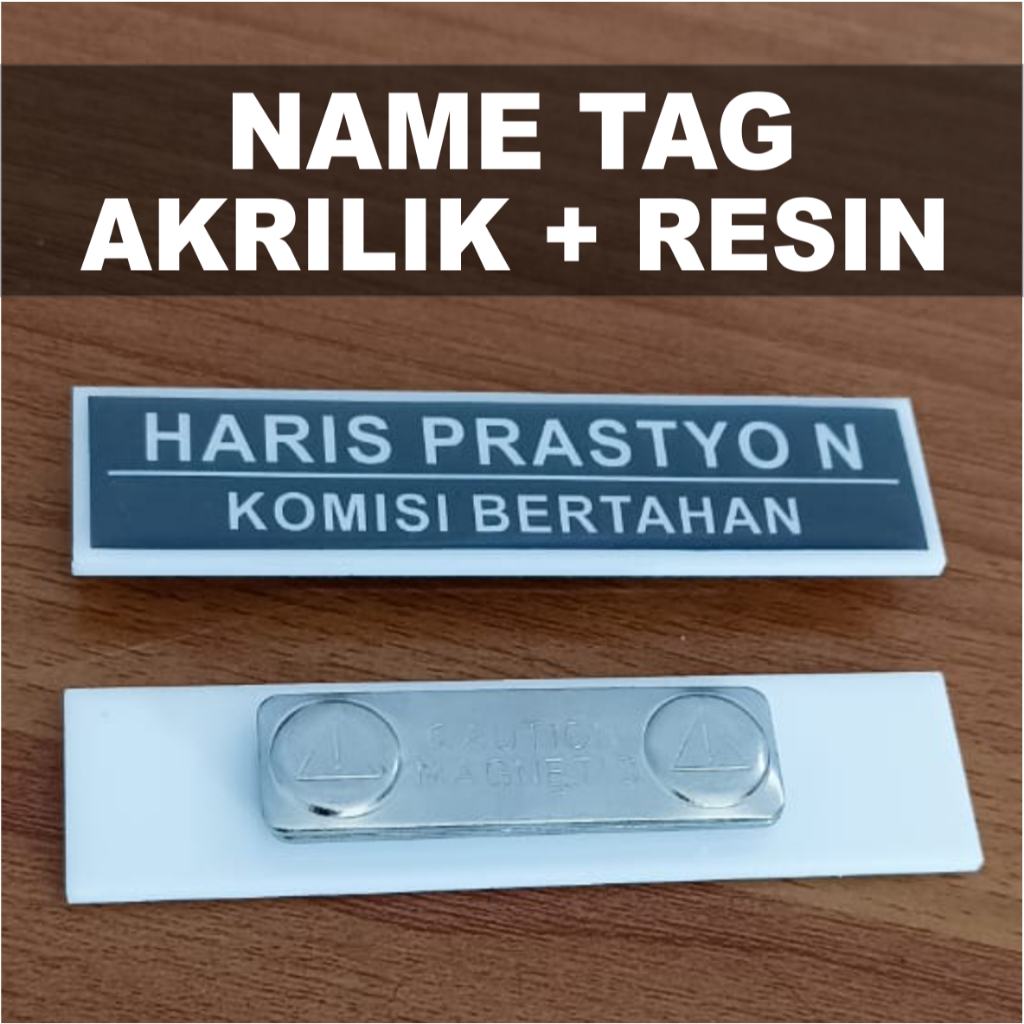 

NAMA DADA HOLOGRAM NAME TAG AKRILIK RESIN MAGNET SATUAN - GANTI TOPI