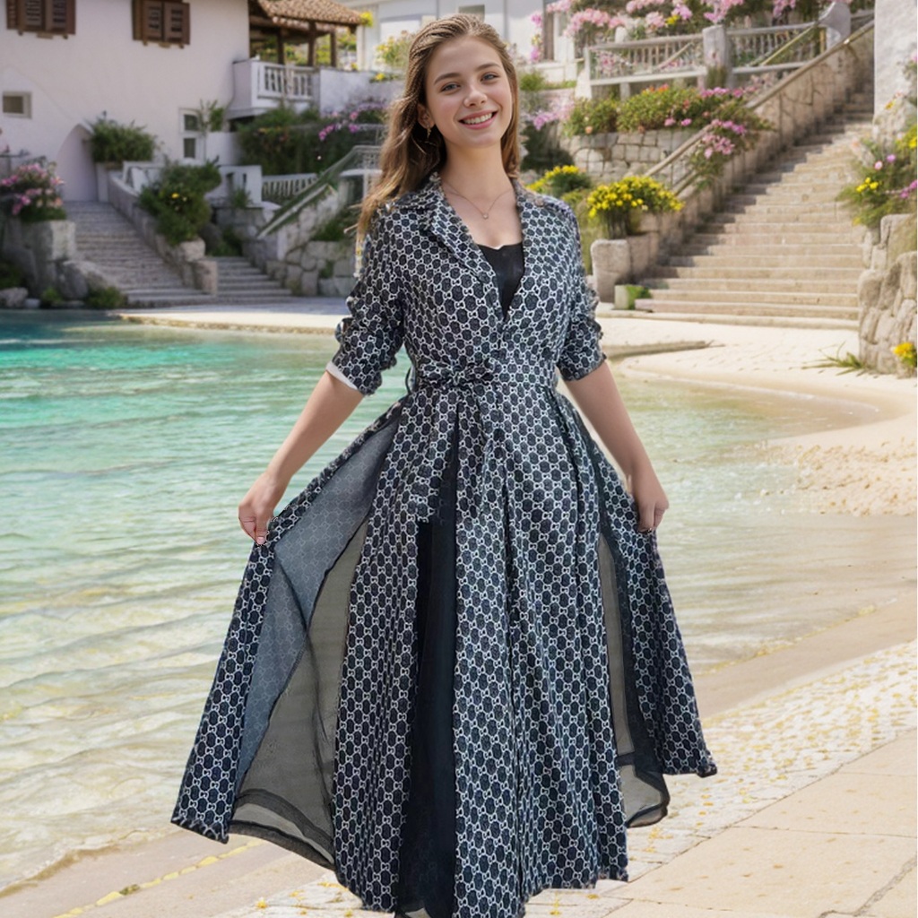 NANA Blazar Dress Korea Jumbo Big Size/Midi Dress Black Lengan Panjang