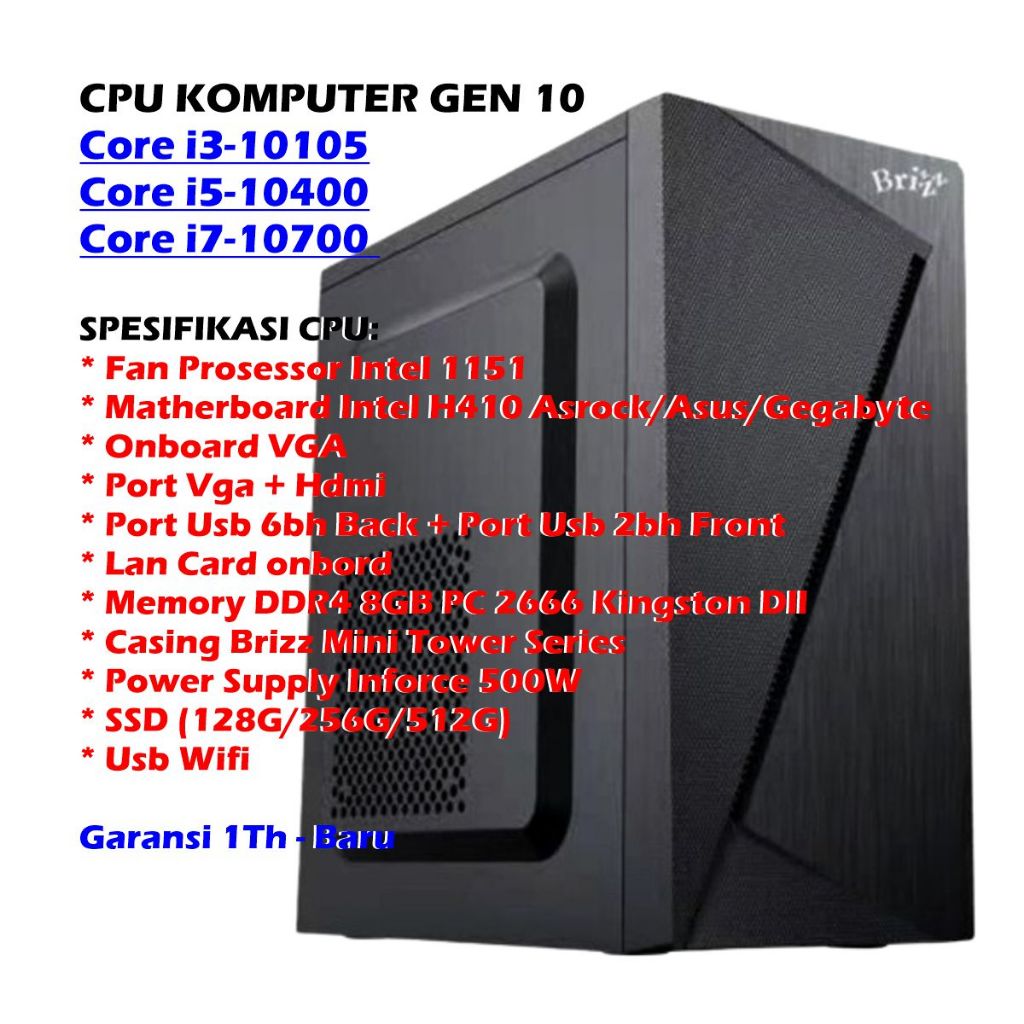 CPU KOMPUTER KANTOR INTEL GEN 10 CORE i7-10700 - CPU KOMPUTER KANTOR CORE i5 10400 CPU KOMPUTER KANT