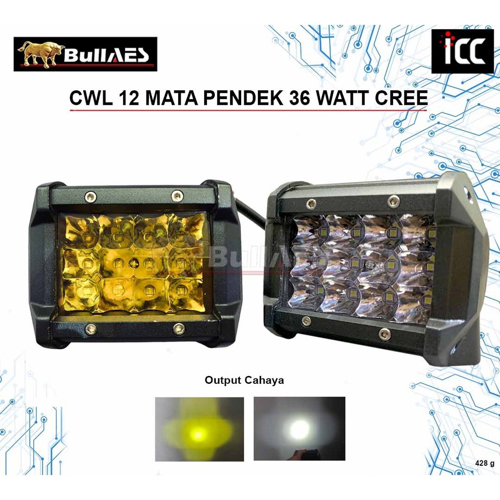 Lampu Sorot Tembak Led Cwl Hjg 12 Mata Pendek 36 Watt V0283