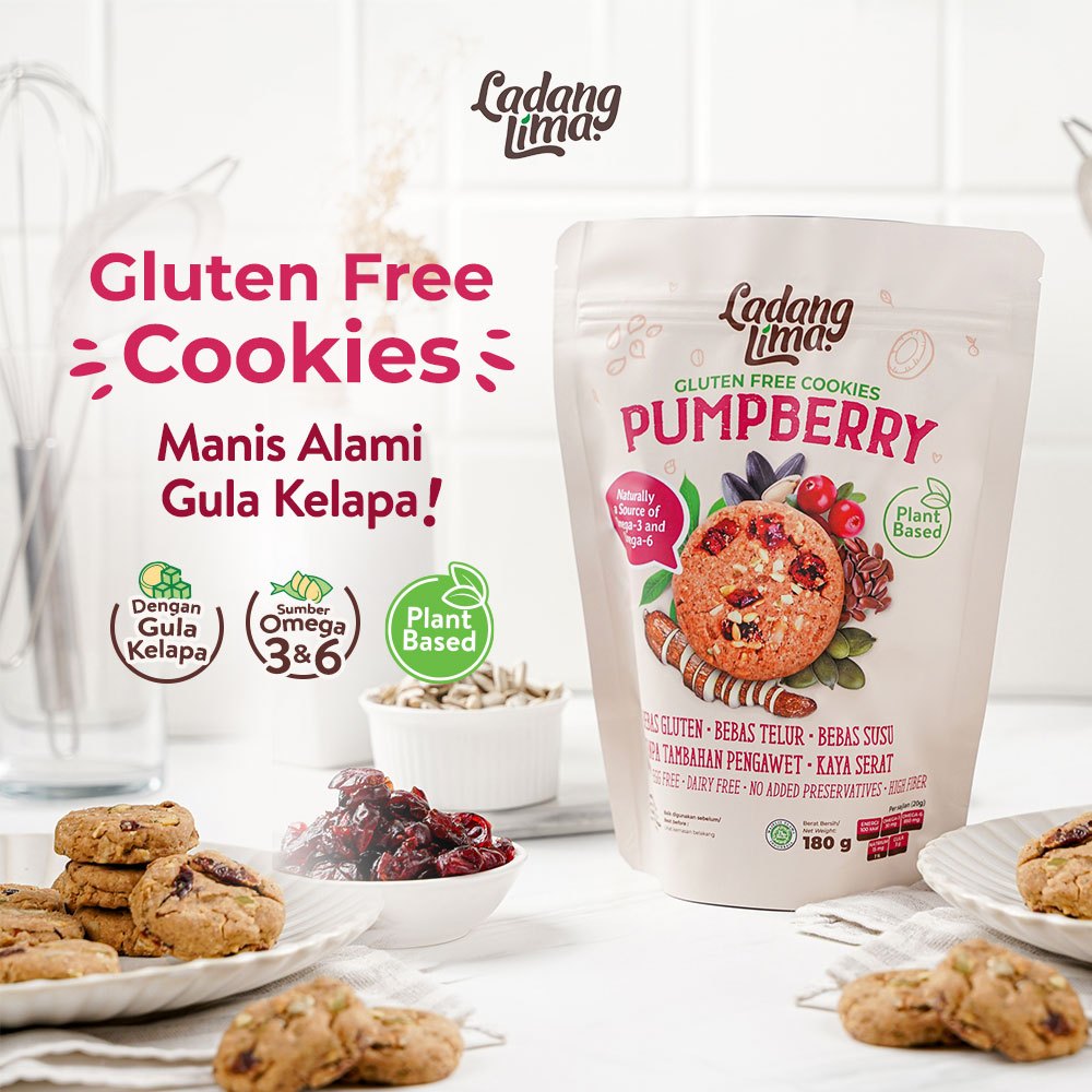 

cemilan Sehat Free Gluten Ladang Lima - Cookies Pumpberry180 gr