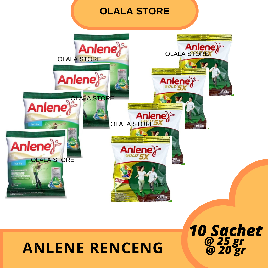 

Anlene Gold & Anlene Actifit 5X Renceng Isi 10 x 25gr Susu Bubuk Tinggi Kalsium / Susu Anlene Gold